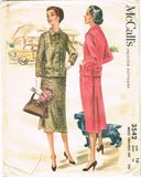 1950s Vintage McCalls Sewing Pattern 3542 Uncut MIsses 2 Piece Suit Size 16 34 B