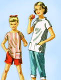 1950s Vintage McCall's Sewing Pattern 3554 Toddler Girls Peddle Pushers & Blouse Sz 6