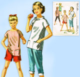 1950s Vintage McCall's Sewing Pattern 3554 Girls Peddle Pushers & Blouse Size 10