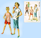 1950s Vintage McCall's Sewing Pattern 3554 Girls Peddle Pushers & Blouse Size 10