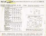 1950s Vintage McCall's Sewing Pattern 3554 Girls Peddle Pushers & Blouse Size 10