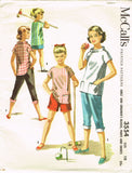 1950s Vintage McCall's Sewing Pattern 3554 Girls Peddle Pushers & Blouse Size 10