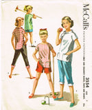 1950s Vintage McCall's Sewing Pattern 3554 Toddler Girls Peddle Pushers & Blouse Sz 6