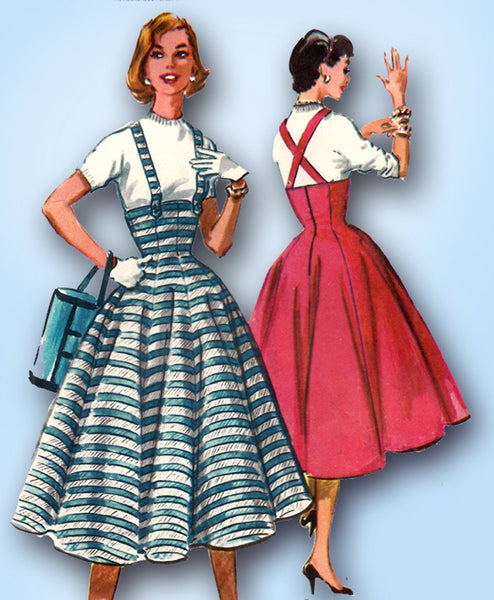 1950s Vintage McCalls Sewing Pattern 3590 Misses High Waist Suspender Skirt 24 W