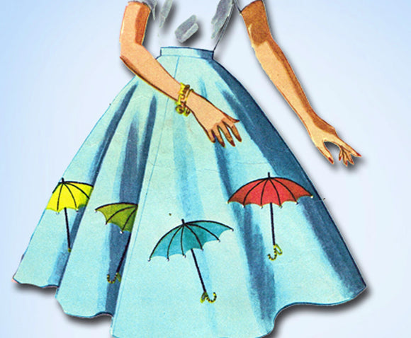 1950s Vintage McCall's Sewing Pattern 3591 Uncut Misses Circle Skirt Sz 24 Waist -Vintage4me2