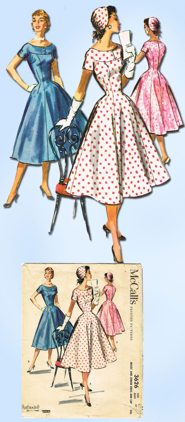 1950s Vintage McCalls Sewing Pattern 3626 Misses Princess Dress & Hat –  Vintage4me2