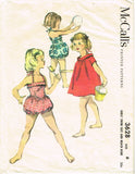 1950s Vintage McCalls Sewing Pattern 3628 Baby Girls Swim Suit & Cover Up Size 2