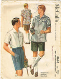 McCall's 3636: 1950s Men's Shirt & Bermuda Shorts Sz 34 C Vintage Sewing Pattern