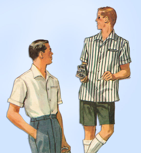 McCall's 3636: 1950s Men's Shirt & Bermuda Shorts Sz 34 C Vintage Sewing Pattern
