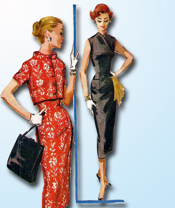 1950s Original Vintage McCalls Pattern 3661 Misses Wiggle Dress & Jacket Sz 34 B
