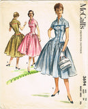 1950s Vintage McCalls Sewing Pattern 3694 Uncut Misses Fitted Dress Size 34 Bust