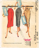 1950s Vintage McCalls Sewing Pattern 3734 Easy Instant Pencil Skirt Size 26 W