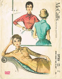 1950s Vintage McCalls Sewing Pattern 3735 Misses Fitted Blouse Size 12 30 Bust