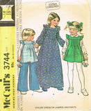 1970s Vintage McCall's Sewing Pattern 3744 Uncut Toddler Girls Maxi Dress Size 6 -Vintage4me2