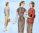 1950s Vintage Mccalls Sewing Pattern 3790 Misses Day Dress and Jacket Size 34 B