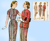 1950s Vintage Mccalls Sewing Pattern 3790 Misses Day Dress and Jacket Size 34 B