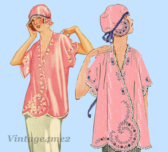 McCall 3851: 1920s Uncut Misses Dressing Gown & Cap MED Vintage Sewing Pattern