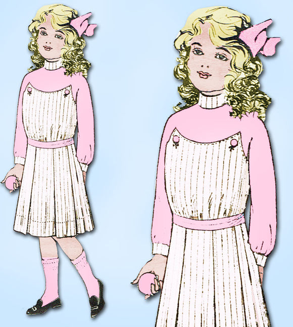 1910s Vintage McCall Sewing Pattern 3854 Little Girls Edwardian Dress Size 8 26B - Vintage4me2
