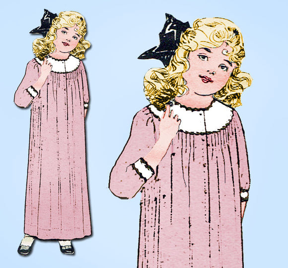 1910s Vintage McCall Sewing Pattern 3860 Uncut Toddler Girls Nightgown Size 4 - Vintage4me2
