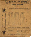 1910s Vintage McCall Sewing Pattern 3860 Uncut Toddler Girls Nightgown Size 4 - Vintage4me2