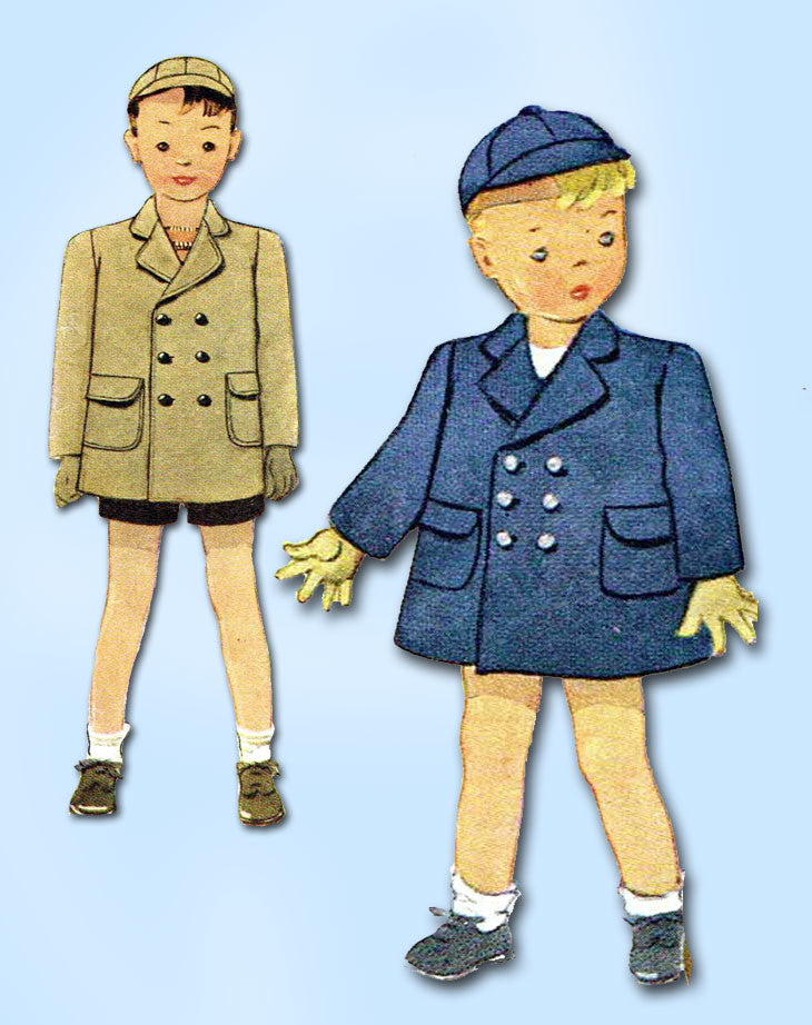 1940s Vintage McCall Sewing Pattern 3885 Uncut Toddler Boy's Coat & Ha ...
