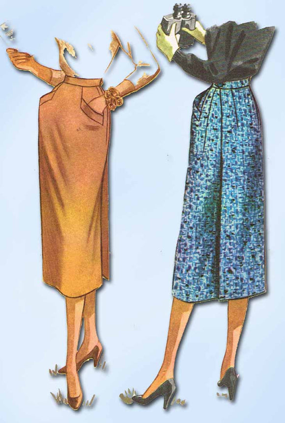 1950s Vintage McCalls Sewing Pattern 3888 Uncut Wrap Around Skirt Size 26 Waist