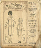 1920s Vintage Girls Dress Uncut 1925 McCall Sewing Pattern 3890 Size 8 ORIG - Vintage4me2
