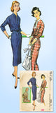 1950s Vintage McCalls Sewing Pattern 3926 Easy Misses Day Dress Size 12 32B
