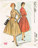 1950s Vintage McCalls Sewing Pattern 3951 Misses Easy Shirtwaist Dress Size 34B