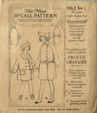1920s Vintage McCall Sewing Pattern 3962 Cute Toddler Girls Flapper Coat Size 6