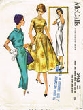 1950s Vintage McCall Sewing Pattern 3963 Misses Sexy Empire Waist Dress Sz 31 B
