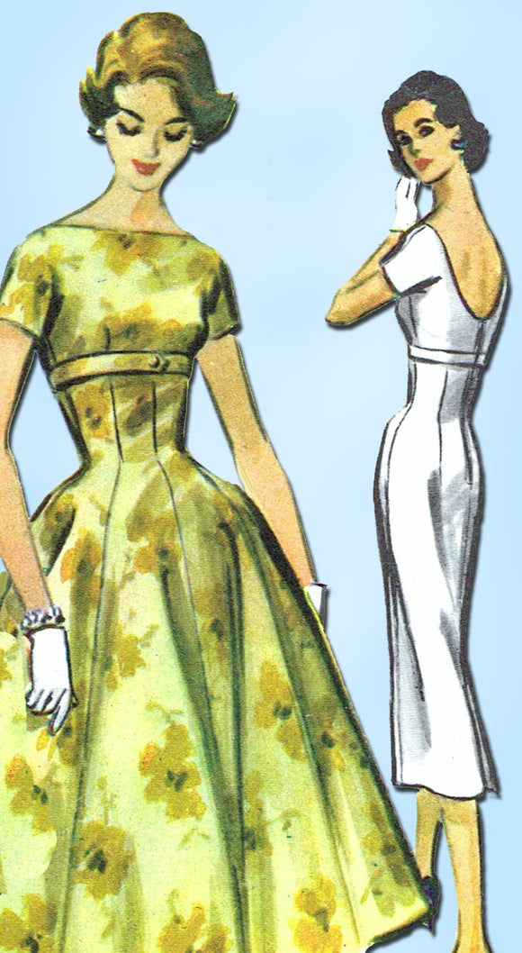 1950s Vintage McCalls Sewing Pattern 3963 Sexy Misses Cocktail Dress Size 34 B