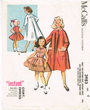 1950s Vintage McCalls Sewing Pattern 3983 Easy Toddler Girls Dress & Coat Size 4