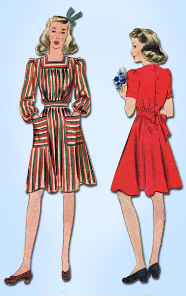 1930s Vintage McCall Sewing Pattern 4002 Pretty WWII Girls Dress Size 8 26B - Vintage4me2