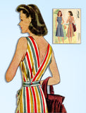 1940s Vintage McCall Sewing Pattern 4043 WWII Misses Back Wrap Sun Dress Sz 32 B