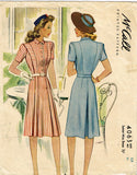 1940s Vintage McCall Sewing Pattern 4063 WWII Misses Bratelle Dress Size 17 35B - Vintage4me2