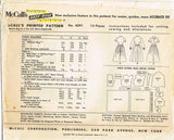1950s Vintage McCalls Sewing Pattern 4091 Junior Misses Shirtwaist Dress Size 11