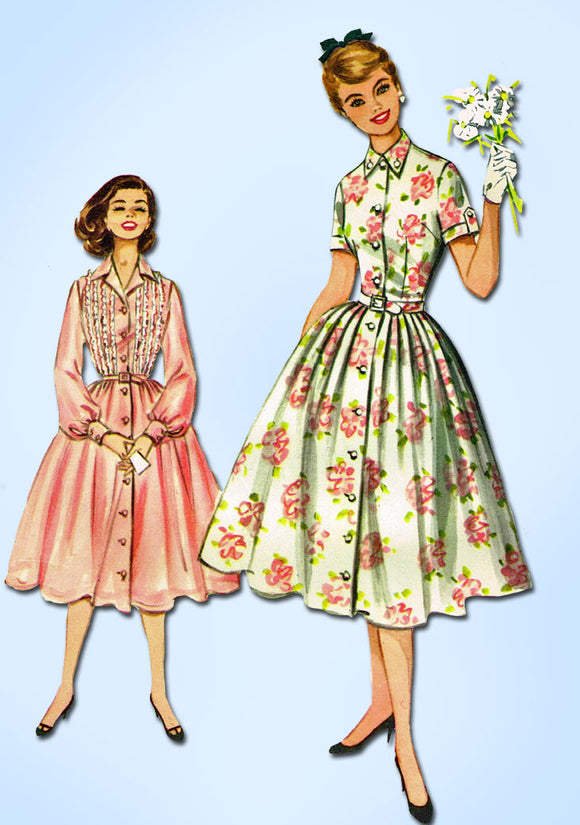 1950s Vintage McCalls Sewing Pattern 4091 Junior Misses Shirtwaist Dre ...