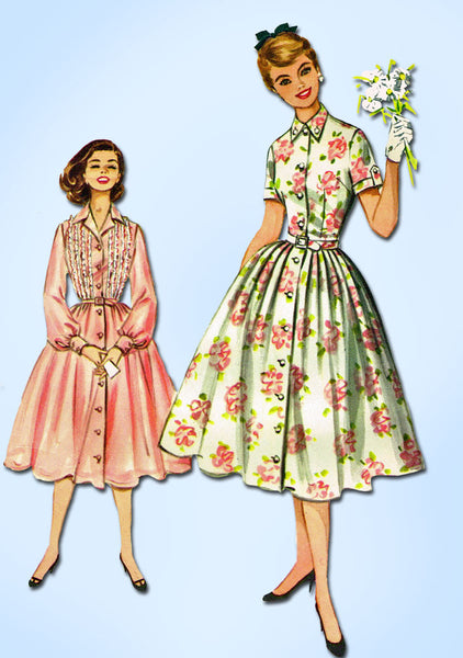 1950s Vintage McCalls Sewing Pattern 4091 Junior Misses Shirtwaist Dress Size 11