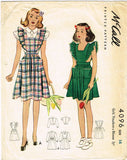 1940s Vintage McCall Sewing Pattern 4096 Teen Girls Pinafore Dress and Blouse 14