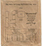 McCall 4110: 1920s Rare Misses Flapper Dress Sz 36 Bust Vintage Sewing Pattern