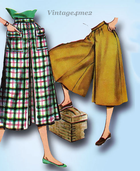 1940s Vintage McCall's Sewing Pattern 4160 Plus Size Easy Misses Culottes 32 W