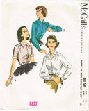 1950s Vintage McCall's Sewing Pattern 4166 Classic Easy Blouse Size 16 36 Bust