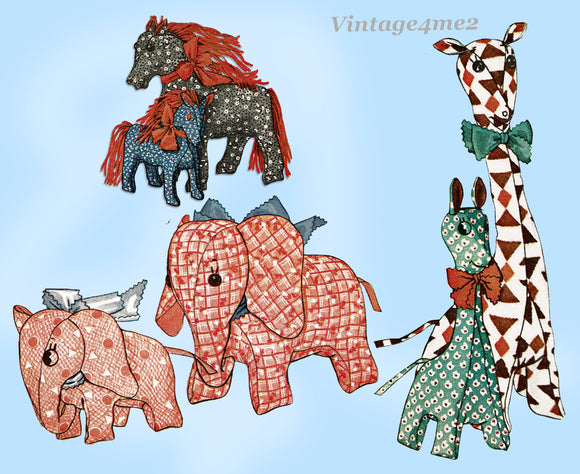 1930s Vintage McCall Sewing Pattern 419 Mom & Baby Stuffed Animal Dolls Giraffe