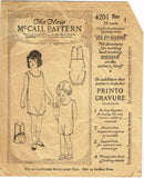 McCall 4201: 1920s Toddler Girls Combination Undies Sz4 Vintage Sewing Pattern