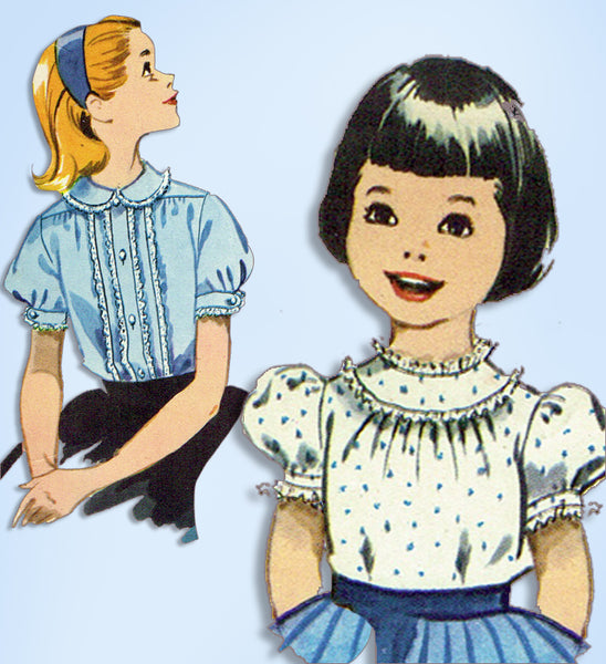 1950s Vintage McCall Sewing Pattern 4281 Easy Little Girls Blouse Set Size 10