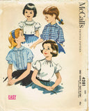 1950s Vintage McCall Sewing Pattern 4281 Easy Little Girls Blouse Set Size 12