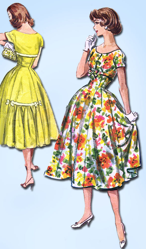 1950s Vintage McCalls Sewing Pattern 4362 Misses Empire Waist Dress Sz 31.5 Bust