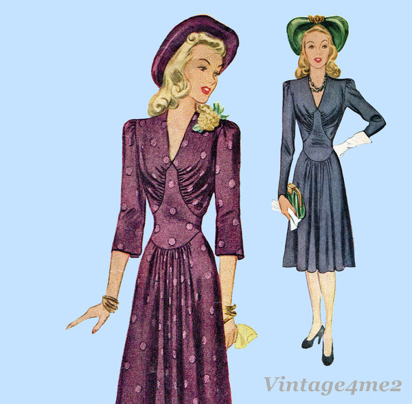 McCall 4379: Elegant Misses WWII Dinner Dress Size 32 B Vintage Sewing Pattern