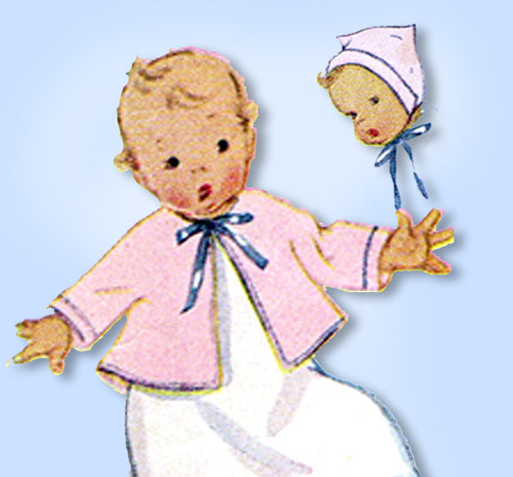 1940s Vintage McCall Sewing Pattern 4382 WWII Newborn Infant Baby Layette ORIG